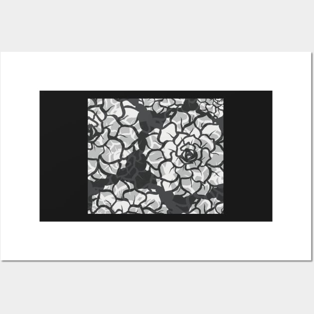 Black and White and Gray Translucent Succulents - Digitally Illustrated Flower Pattern for Home Decor, Clothing Fabric, Curtains, Bedding, Pillows, Upholstery, Phone Cases and Stationary Wall Art by cherdoodles